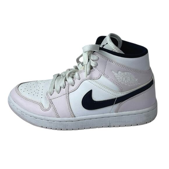 Nike Air Jordan 1 Mid Pink White Lace Up High Top Athletic Sneakers Shoes Sz 7.5 - Picture 1 of 7